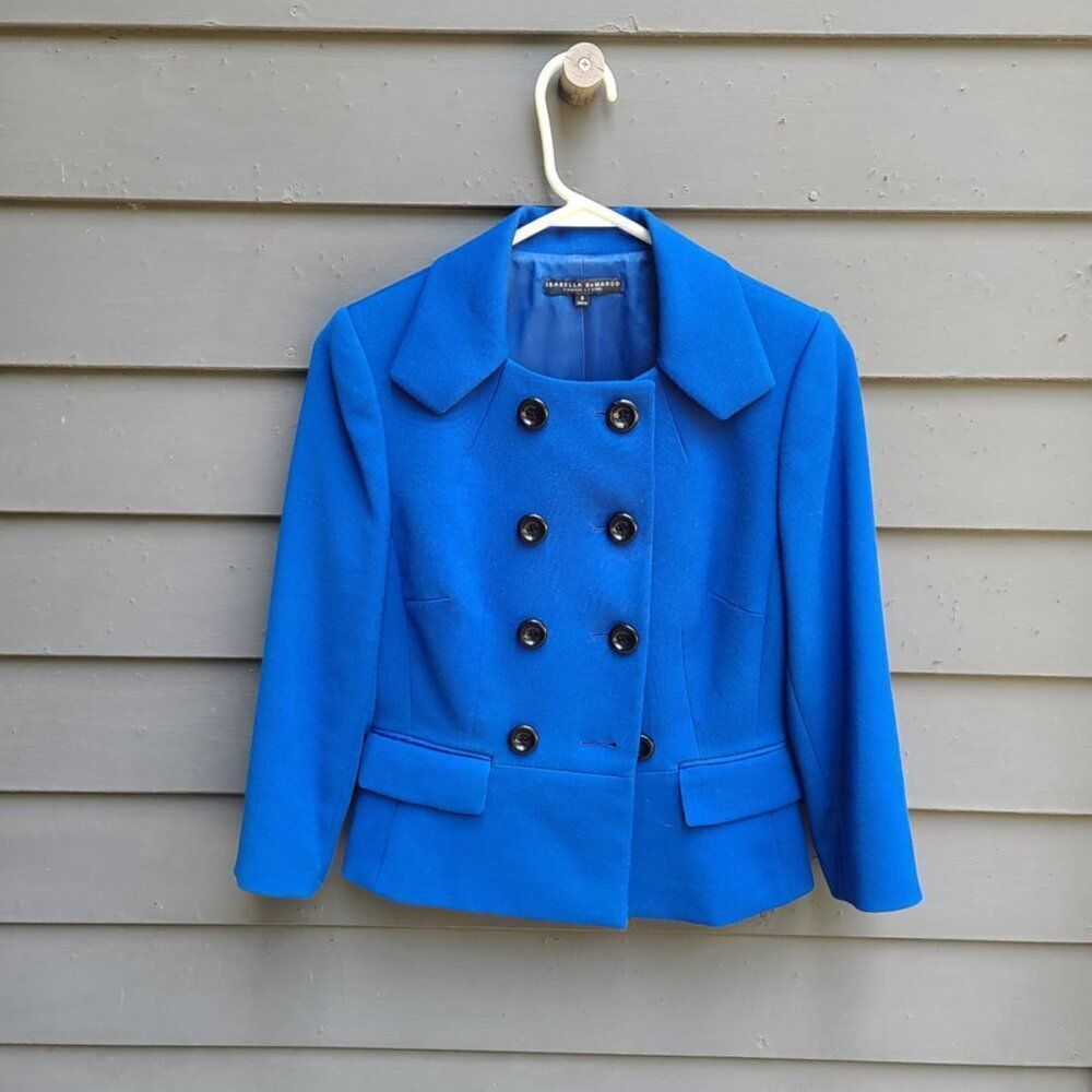 Isabella DeMarco Tahari Blue Double Breasted Jacket size 2 - Picture 8 of 11